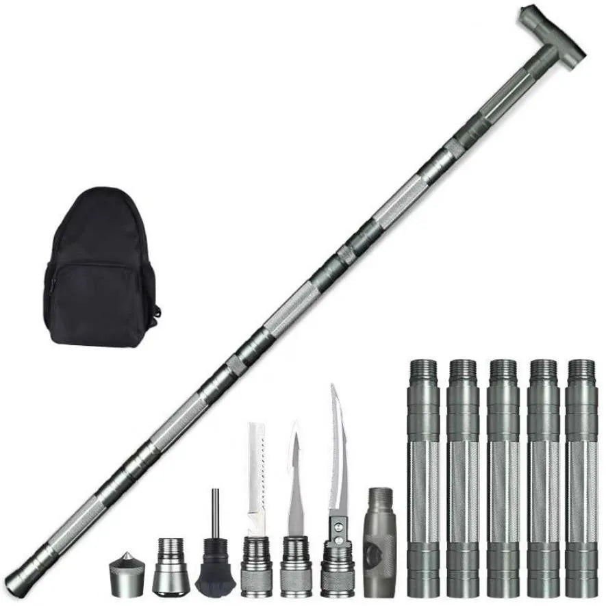 Wholesale Outdoor Cane Camping Walking Stick Safety Multi-Functional Hiking Adventure Survival Tool Trekking Pole