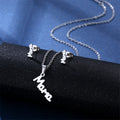 Cheap New Fashionable Stainless Steel MAMA Collarbone Chain Necklace for Women Mother Necklace Earring Set Wholesale