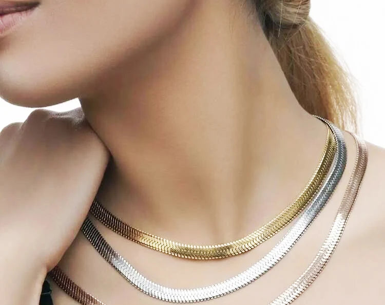 BMZ 2025 16/18/20/24 Inch*5MM Hot Sell Flat Smooth Stainless Snake Chain