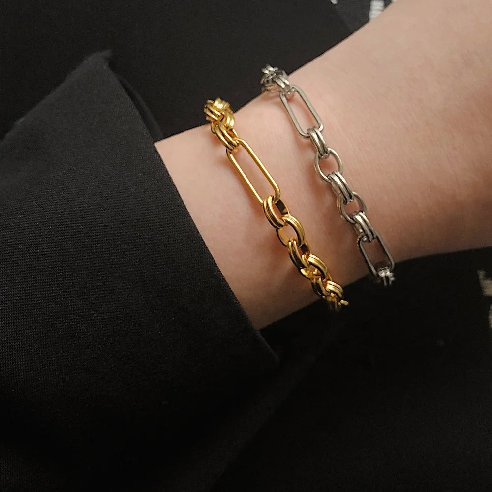 Accessories Women Permanent Jewelry Stainless Steel Plated 18k Gold Chunky Chains Bracelet Jewelry