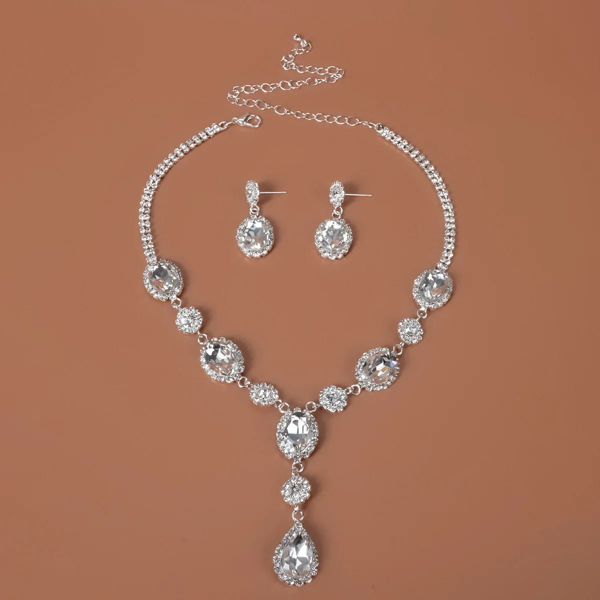New Turkey Style Luxury Rhinestone Bridal Jewelry Set Classic Crystal Necklace Earring Women's Wedding Dress Accessories