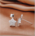 Wholesale 925 Sterling Silver Female Earrings Cute Five-Pointed Star Studded Gold Plated Korean Fashion for Party