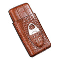 Luxury 3-Finger Travel Humidifier Set Classic Design PU Leather Tobacco Humidor and Cigar Cutter for Men