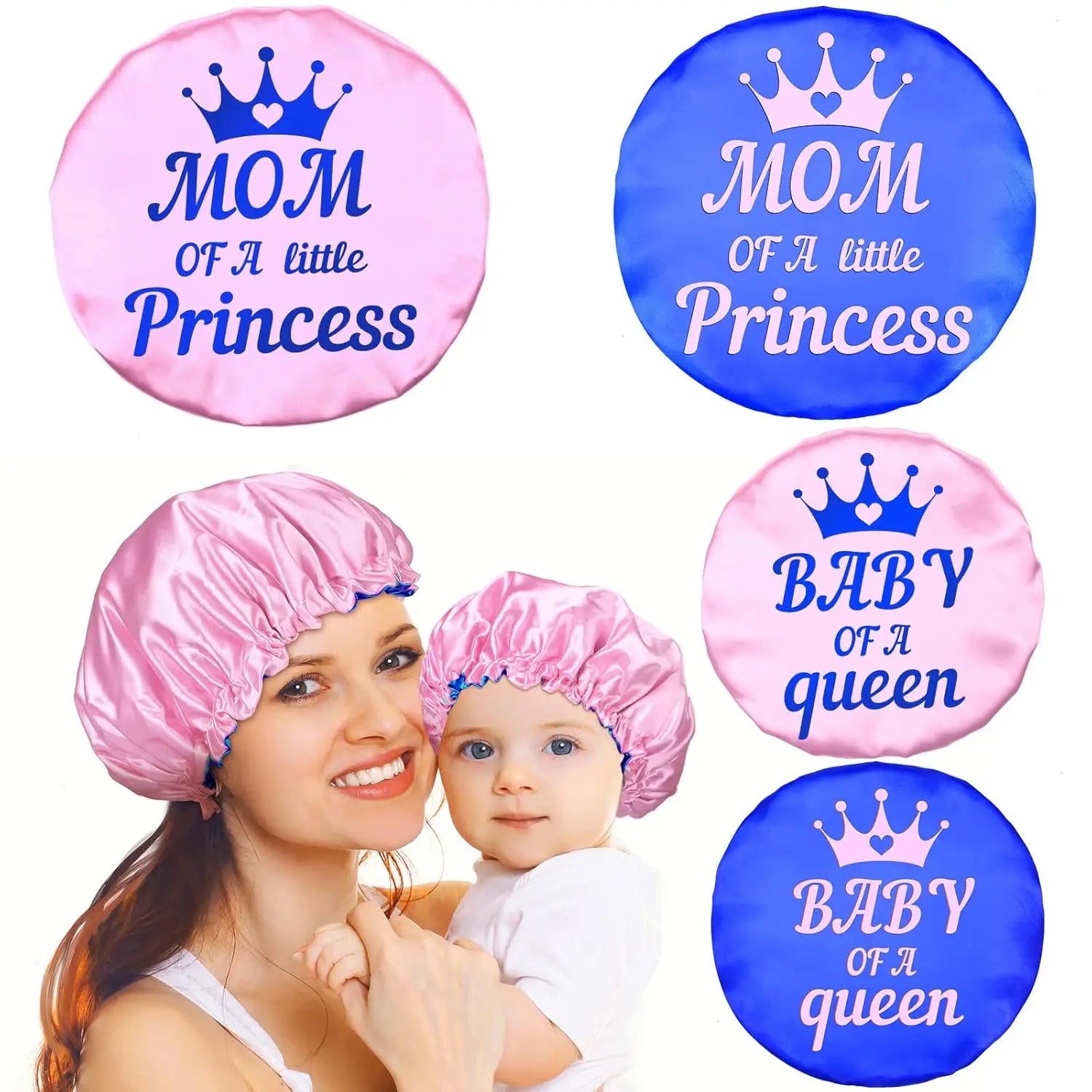 Custom Popular Your Own Brand Name Private Label Logo Satin Adult Unisex Striped Four Seasons Kids Mommy Me Hair Bonnets Edge