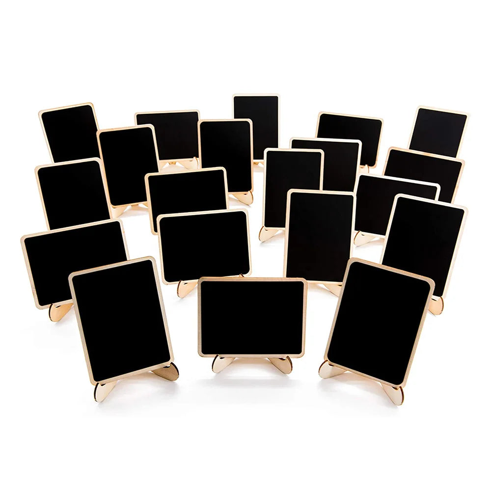 Custom Small Rectangle Blackboard Wood Mini Chalkboards Signs with Support Easels for Birthday Party Decor