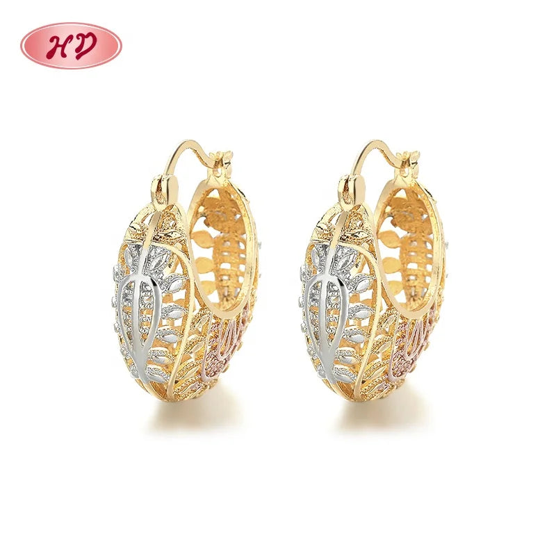 Earring for Women 18K Gold Plated 18 Zircon Women'S Hanging Hoop Earrings Jewelry Colorful Pattern Wholesale for Women
