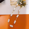 18K Gold Plating Back-shaped Chain with Freshwater Baroque Square Pearls White AAAA Grade Trendy Wedding Pearl Necklace