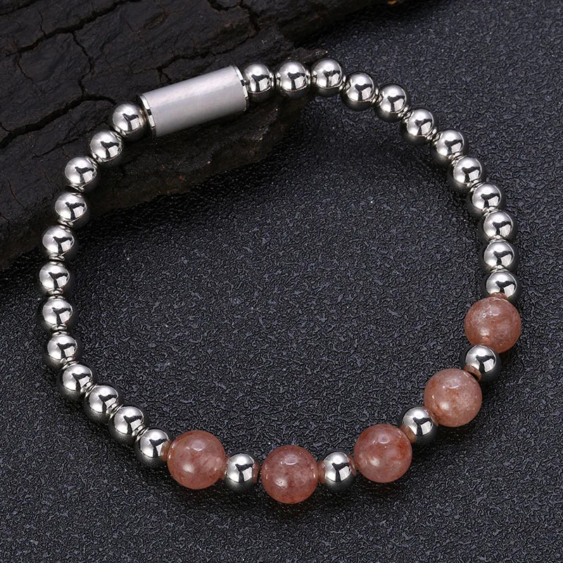 VEROMCA Original Design Stainless Steel Bead Splicing Strawberry Trend Crystal Bracelet for Women