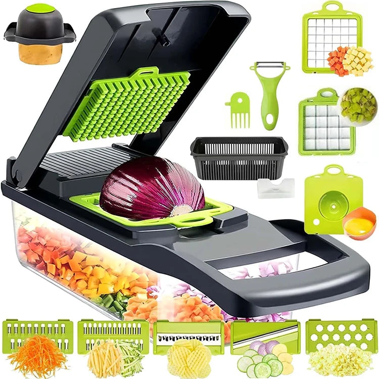 Wholesale Multifunctional Plastic Vegetable Fruit Cutter 16 1 Onion Slicer Dicer Spiralizer Shredder Hand Graters Manual