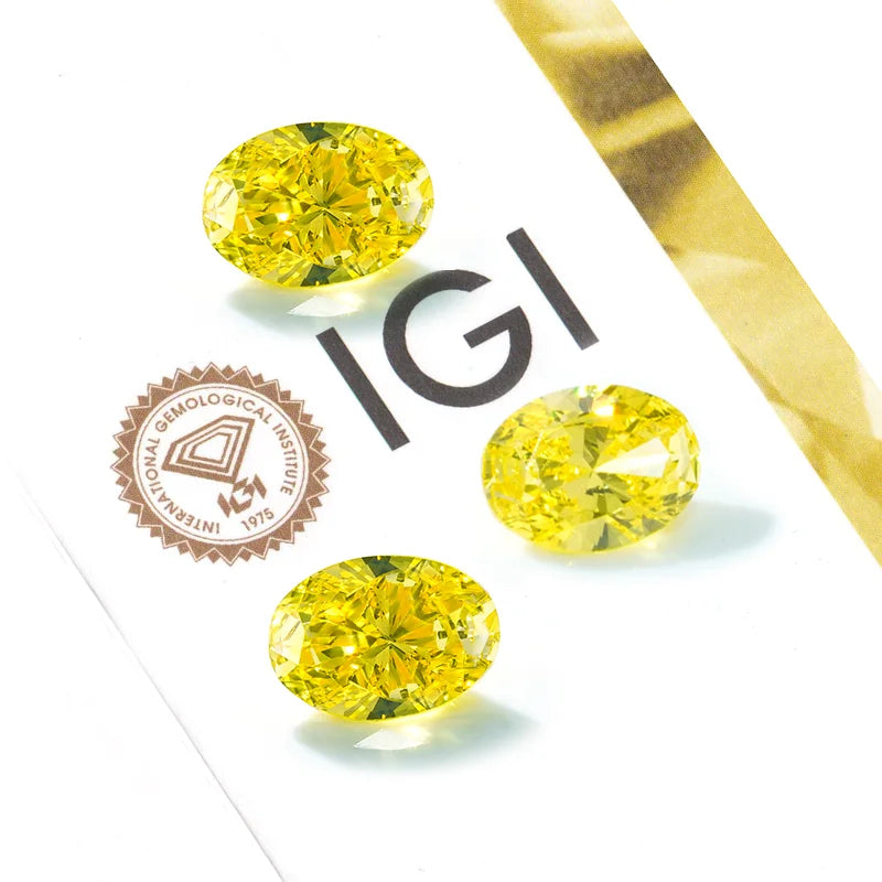 Starsgem 0.8~4 Carat Yellow Color Hpht Igi Oval Fancy Cutting Lab Grown Diamonds for Making Jewellery Pendant