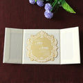 Newly Designed Gold Mirror Acrylic Wedding Invitation Card Ivory Gold Foiled Folio Velvet Hardcover with Paper Envelope