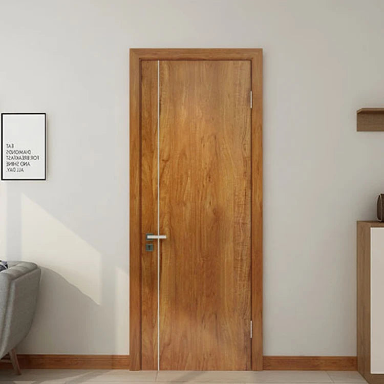 Modern Graphic Design Double Interior Solid Wood Door K014 Hand Opened Plywood Wood Panel with Finished Surface for Apartments