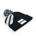 Custom Logo Winter Acrylic Black and White Stripes Unisex Jacquard Warm Beanie Hat Without Pompom