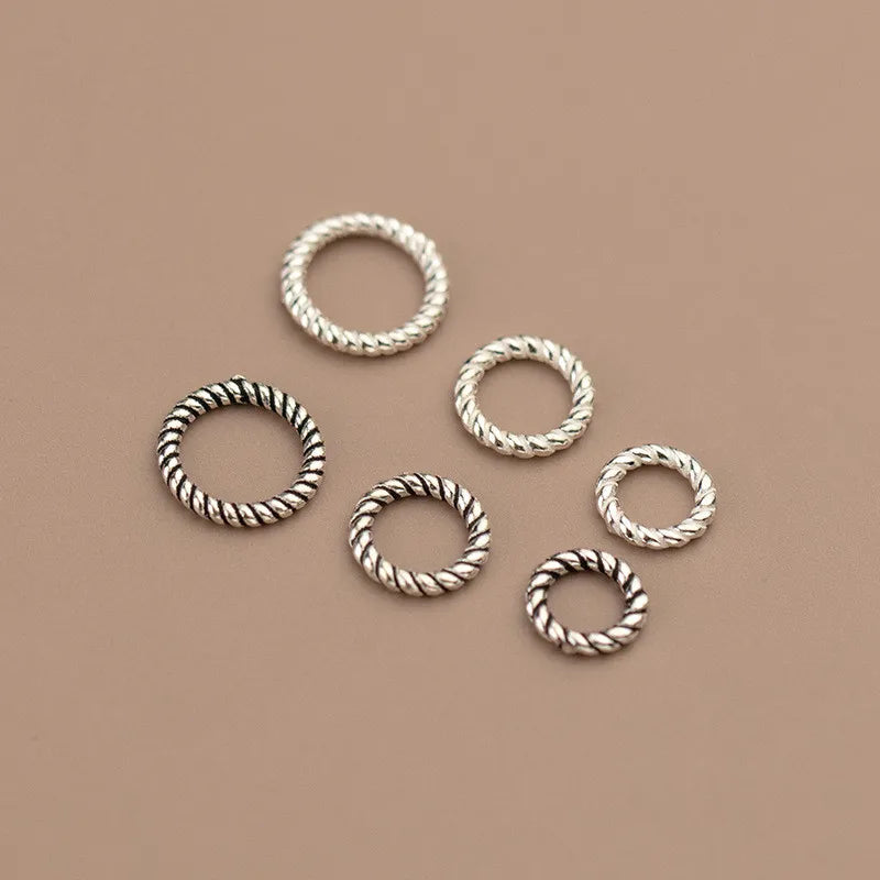 Diy 7.5mm 8.5mm 10.5mm 925 Sterling Silver Twisted Rope Closed Jump Rings Jewelry Connectors Ring Wholesale