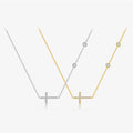 FUAMAY Fashion 18K Gold Plated 925 Sterling Silver Necklace Pave Cross Necklace With Zircon