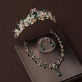 Bride Crown Headwear Green Diamond Magnificent Wedding Accessories Three Piece Set Birthday Gift Crown