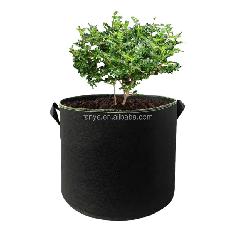 Black Round Planter Container with Handles  1 3 5 7 Gallon Garden Grow Bags