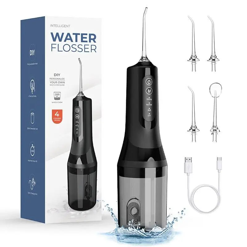 2026 Portable 260ml Rechargeable Teeth Whitening Water Flosser With Home Travel 4 Modes Dental Oral Irrigator