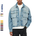 Customize Men's Denim Jackets Casual Classic Denim Coat Male Blue Washed Jean Men's Jacket Track Cargo Boxy Crop Jean Jacket