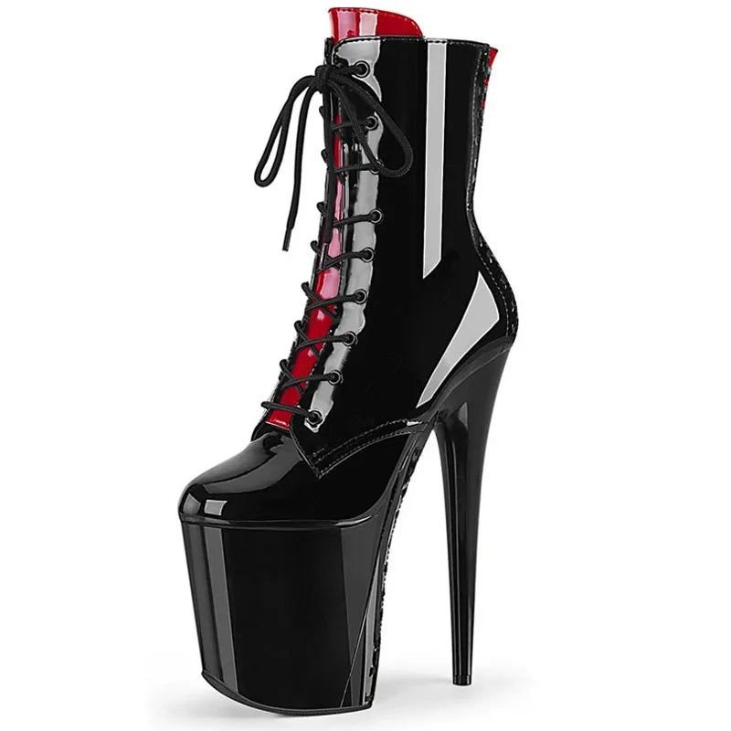 20cm High Heels Stiletto Boots for Pole Dancing Dinners Crossed Strappy Soles Ankle Boots 8 Inch Party Dresses Shoes Exotic