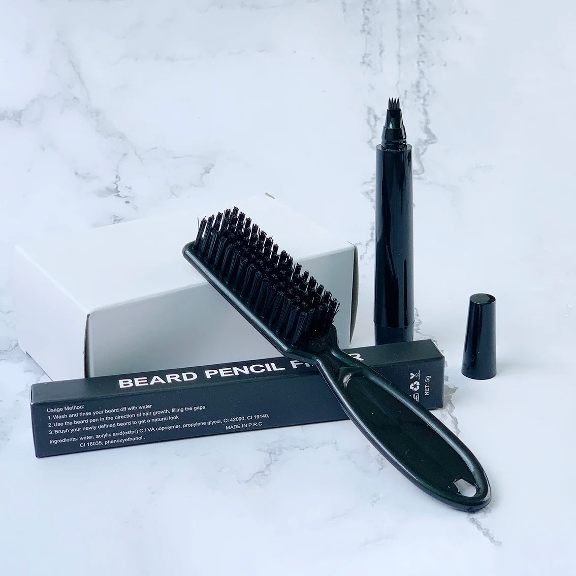 Wide Brush 4 Points Multi-Used  Waterproof Men Eyebrow Beard Brow Enhancer Hair Filler Manufacturers Beard Filling Pen Kit