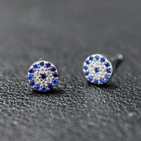 Customized Earrings Jewelry Rhodium Plated Turkey Evil Eye Devil Eye Stud Earring 925 Sterling Silver Fine Jewelry Earrings
