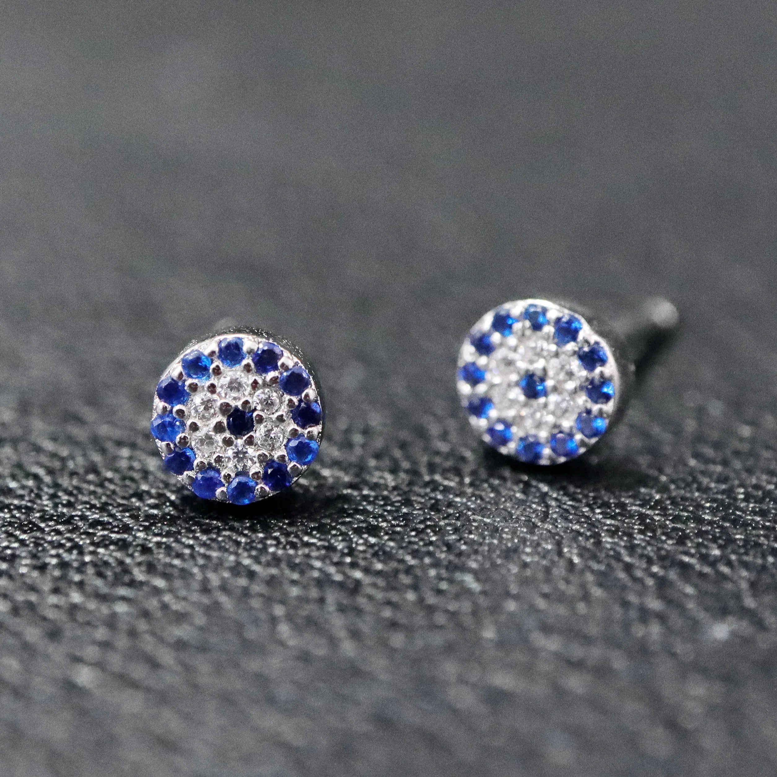 Customized Earrings Jewelry Rhodium Plated Turkey Evil Eye Devil Eye Stud Earring 925 Sterling Silver Fine Jewelry Earrings