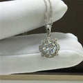925 Sterling Silver 1 Carat Diamond Test Past Brilliant Cut D Color Moissanite Engagement Pendant Necklace Women Fine Jewelry