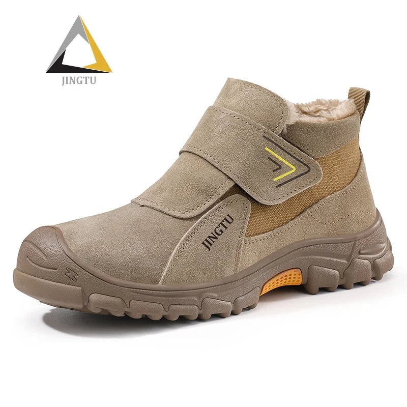 JINGTU Welder Safety Shoes Steel Toe Industrial Safety Shoes Faux Suede Upper Safety Shoes