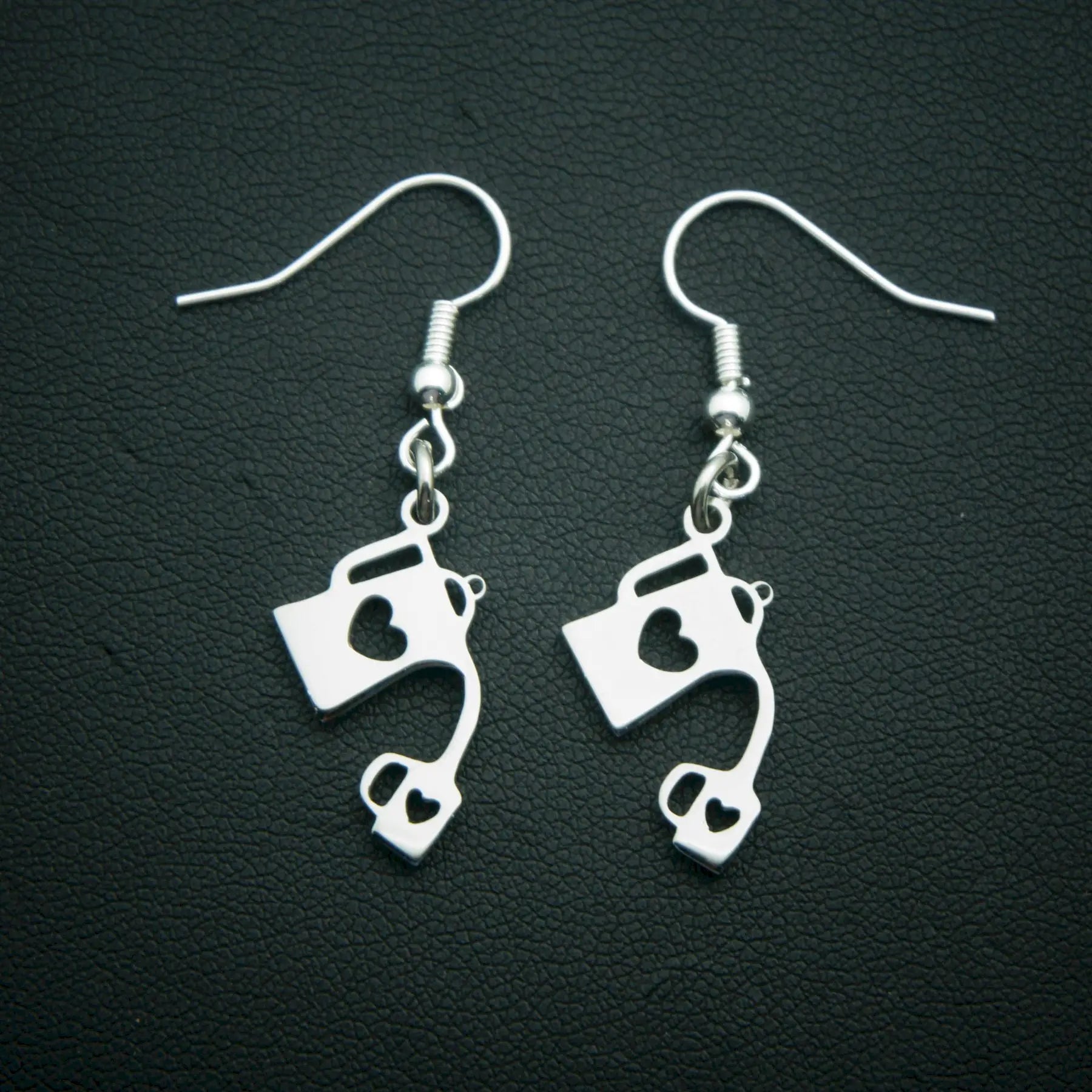 Harajuku Leisure Style Stainless Steel Hollow Heart Pouring Cup Earrings for Women Personalized Temperament Jewelry Accessories