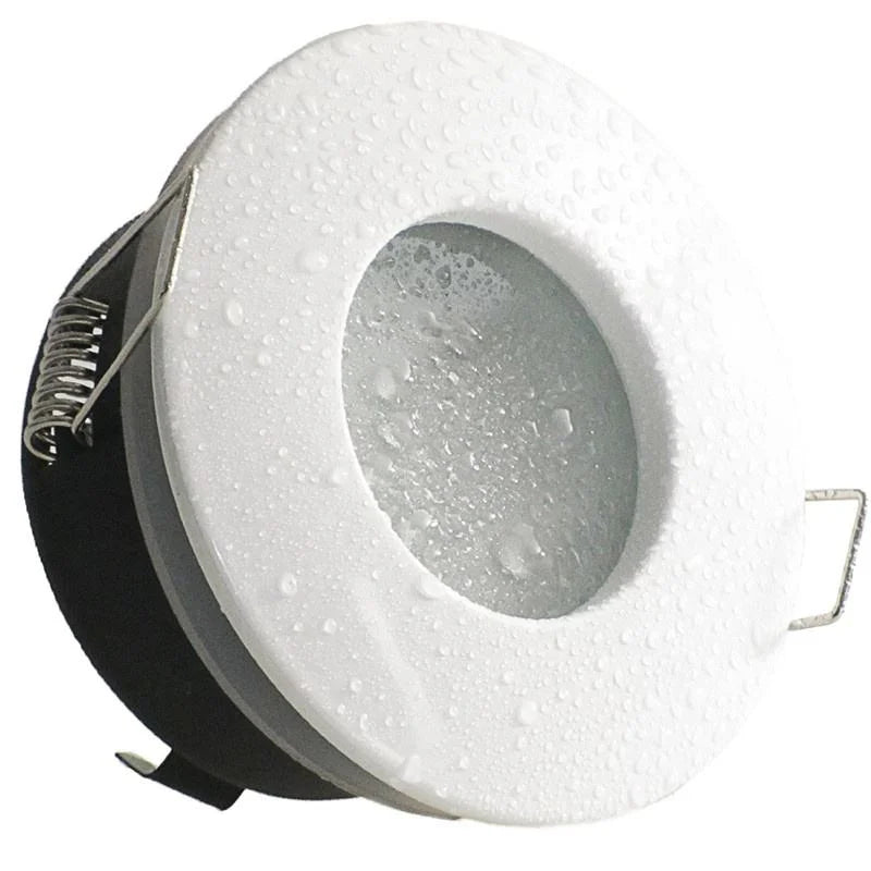 Joyinled 10 Pack Waterproof IP54 GU10 MR16 Holder Socket LED Lamp Frame Recessed Mount White Cut Out 70MM Zinc Alloy Glass Lens