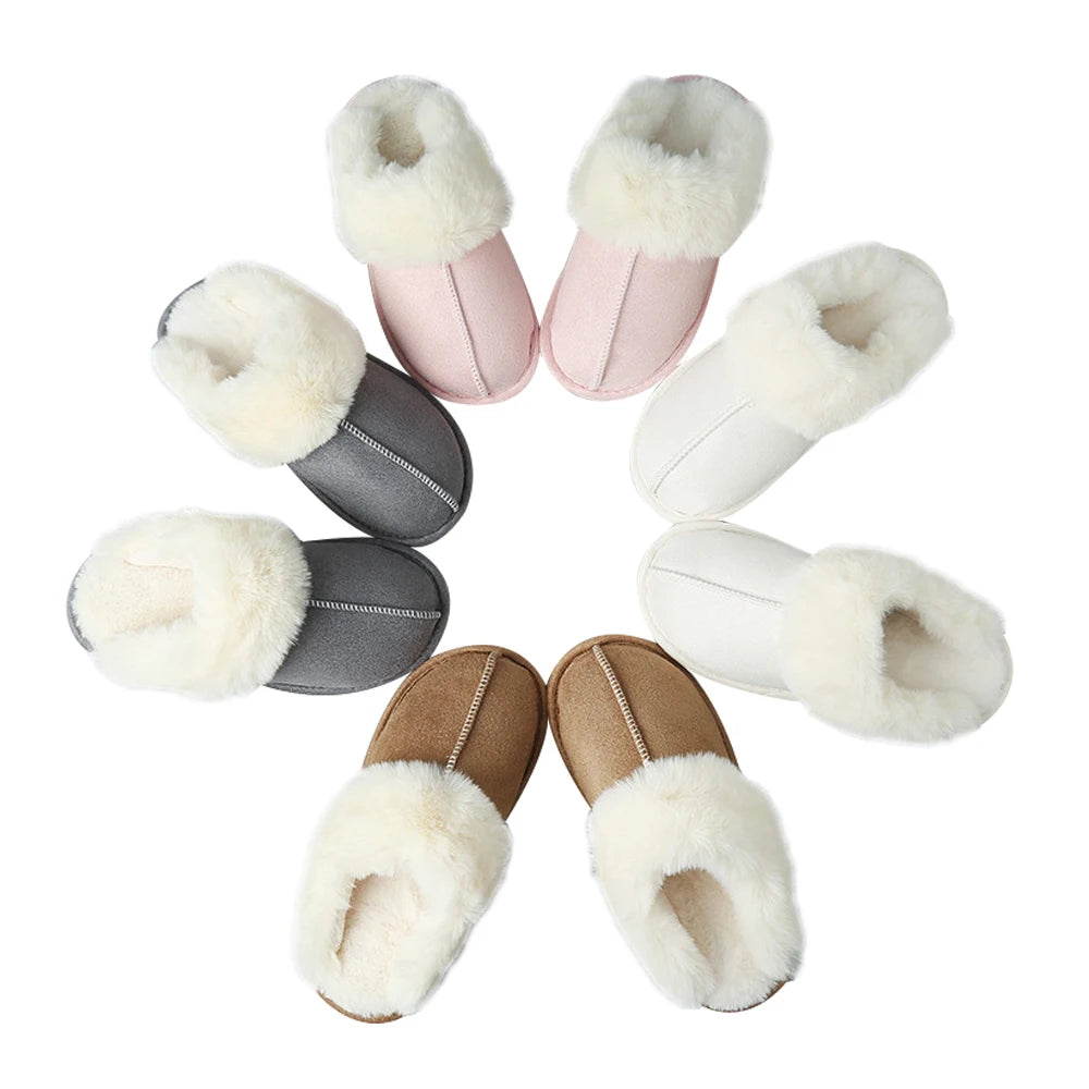 Youki Fluffy Faux Fur Soft Plush for Slippers for Women and Men Warm Home Flat Winter EVA Outsole Autumn Cartoon Style