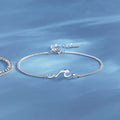 S925 Sterling Silver 'Mountain & Sea' Couple Bracelet Set Unisex Vintage Minimalist Matching Bangle for Parties and Weddings