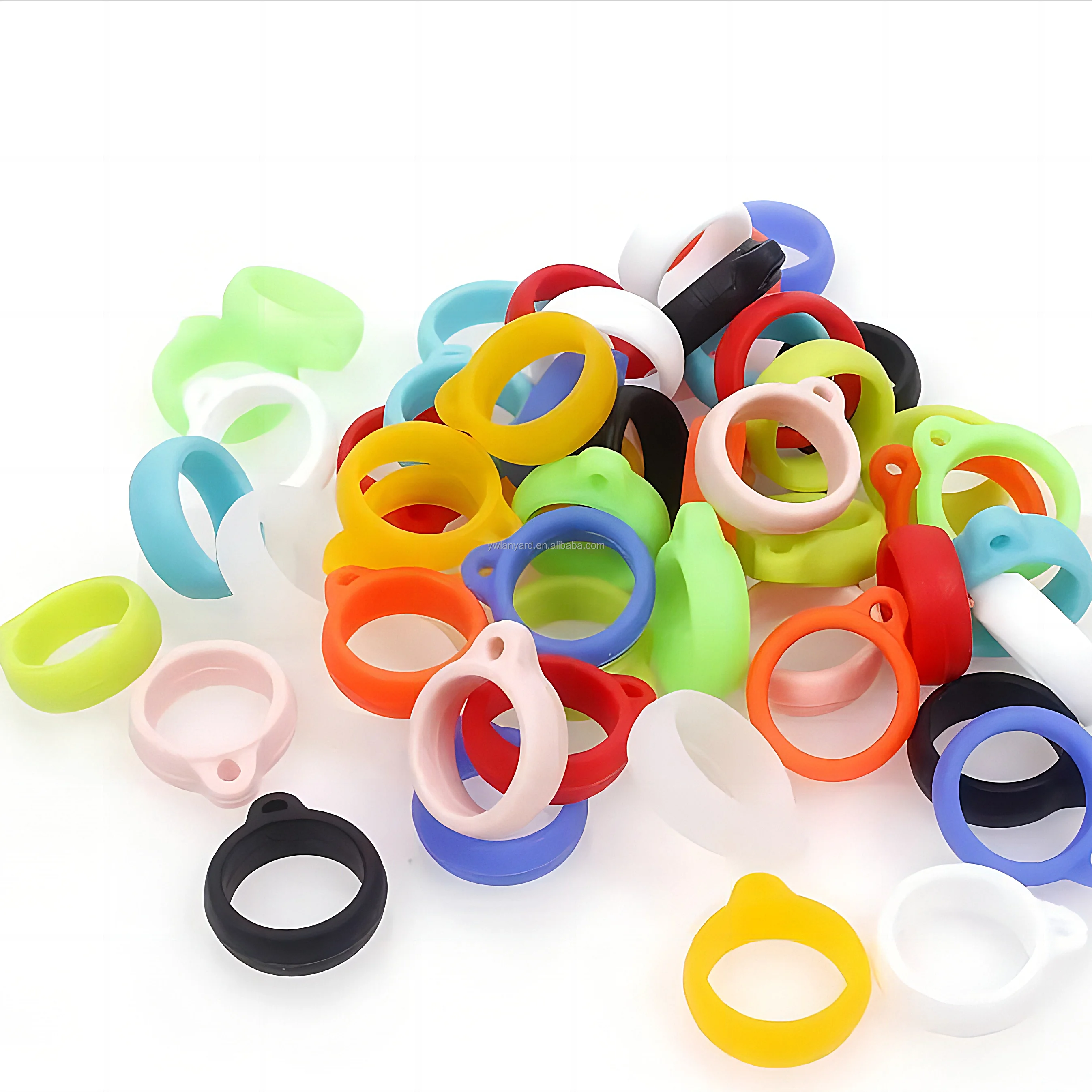 Wholesale Colorful ECO-friendly Lanyard Accessories Silicon Rubber Ring Anti-Lost Silicone Circle Holder for Pens Device