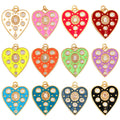 Fashion Rainbow Zircon Heart Shape Enamel Charm PendantsHeart Shape Necklace Colourful for Jewelry Pendants M14