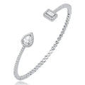 Pleasingly Simple Jewelry 18k Gold Plated Diamond 925 Stretch Bangles Sterling Silver Zirconia for Women Bracelet Cuff Bangle