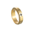 6mm Gold Silver Black Stainless Steel Cross Spinner Rings for Women Men