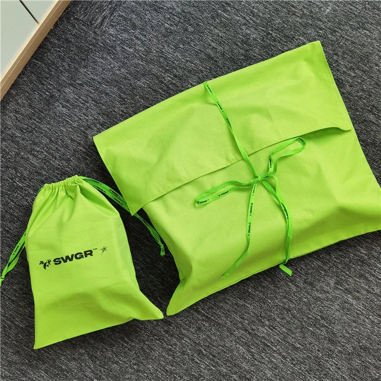 Luxury Cotton Clothing Pouch Grass Green Dust Bag Packaging Dust Bag Drawstring Wholesale Dust Bag for Handbag