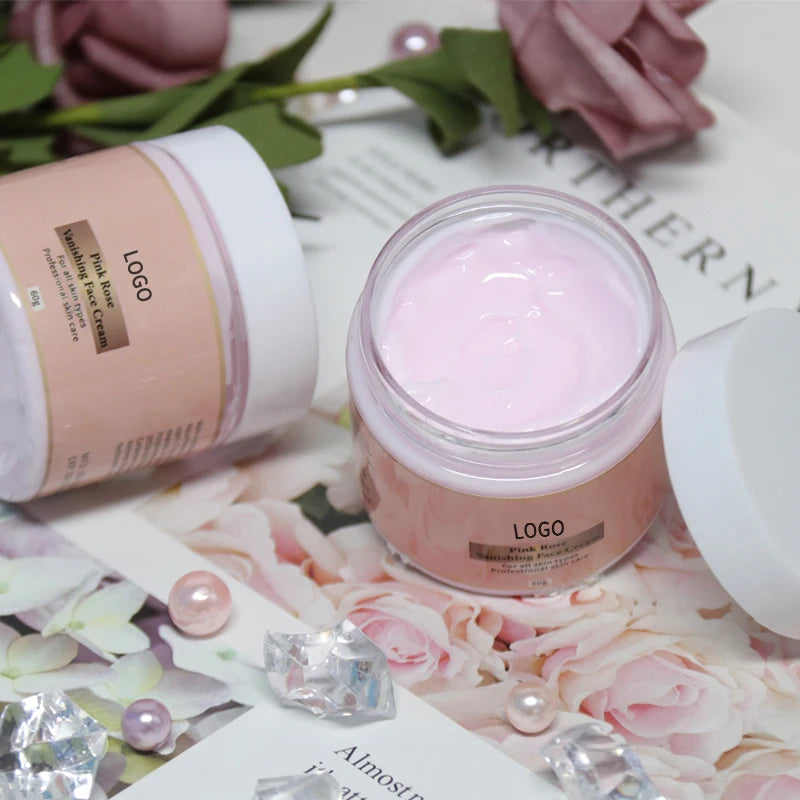 Custom Korean Skin Care Facial Moisturizer  Private Label Pink Brightening Natural Organic Whitening Face Rose Cream
