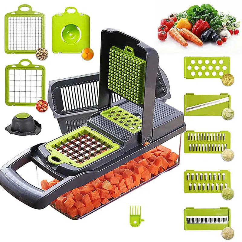 Hot 14 in 1 Hand Multifunctional  Veggie Onion Cutter Mandoline Fruits Slicer Potato Peeler Manual Vegetable Chopper