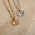 Minimalist Fashion New Style Stainless Steel 18K Gold Butterfly Vintage Necklace Jewelry for Women