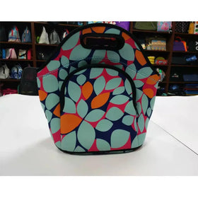 Fashionable Neoprene Office Lunch Bag Black Gray Insulated Thermal Cooler for Women and Kids Picnics