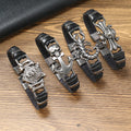 SC Jewelry 2024 Wholesale Retro Scorpion Leopard Skull Anchor Bracelets Black Genuine Leather Bracelets for Men