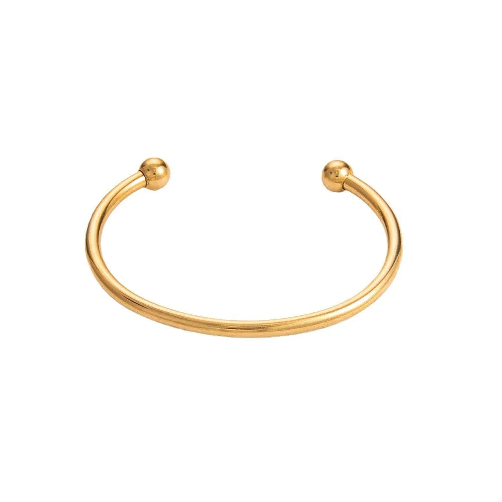 New Fashion Stainless Steel Waterproof Jewelry 18k Gold Plated Bead Open Non Tarnish Bracelet YF6259