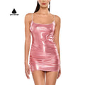 Custom Dress Manufacturer Fabric Reflective Summer Bodycon Short Evening Party Dress Fashion Elegant Casual Dresses