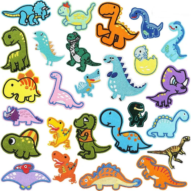 Wholesale Cute Small Animal Embroidered Iron on Patches Embroidery Cartoon Dinosaur Patch