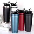 For 500ml BPA Free Custom Color Logo Protein Shaker Bottle Double Wall 12-24hr Thermal Insulation Stainless Steel 304 Gym Use