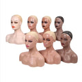 Lifelike Mannequin Head for Wig Display Real Hair Head Model with Shoulder Smile for Hat Jewelry Display Props Women