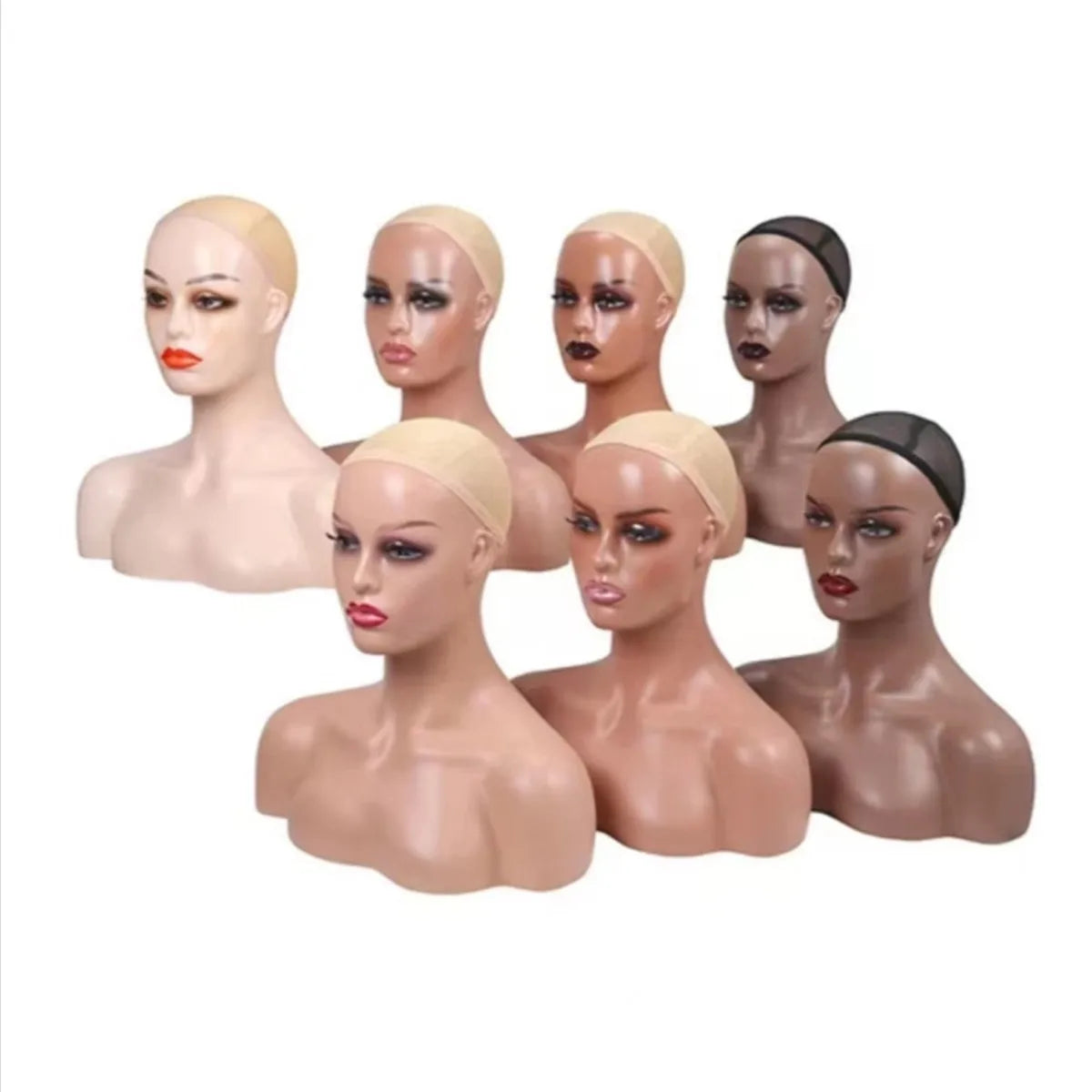 Lifelike Mannequin Head for Wig Display Real Hair Head Model with Shoulder Smile for Hat Jewelry Display Props Women