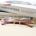 2023 Hot Sale in America Rimless Square Wood Sunglasses Women Luxury Eyewear Frameless Sun Glasses for Men with Gafas De Sol